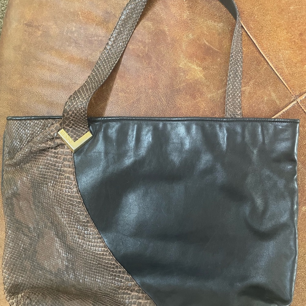 Fendi Python And Leather Tote Bag - image 3